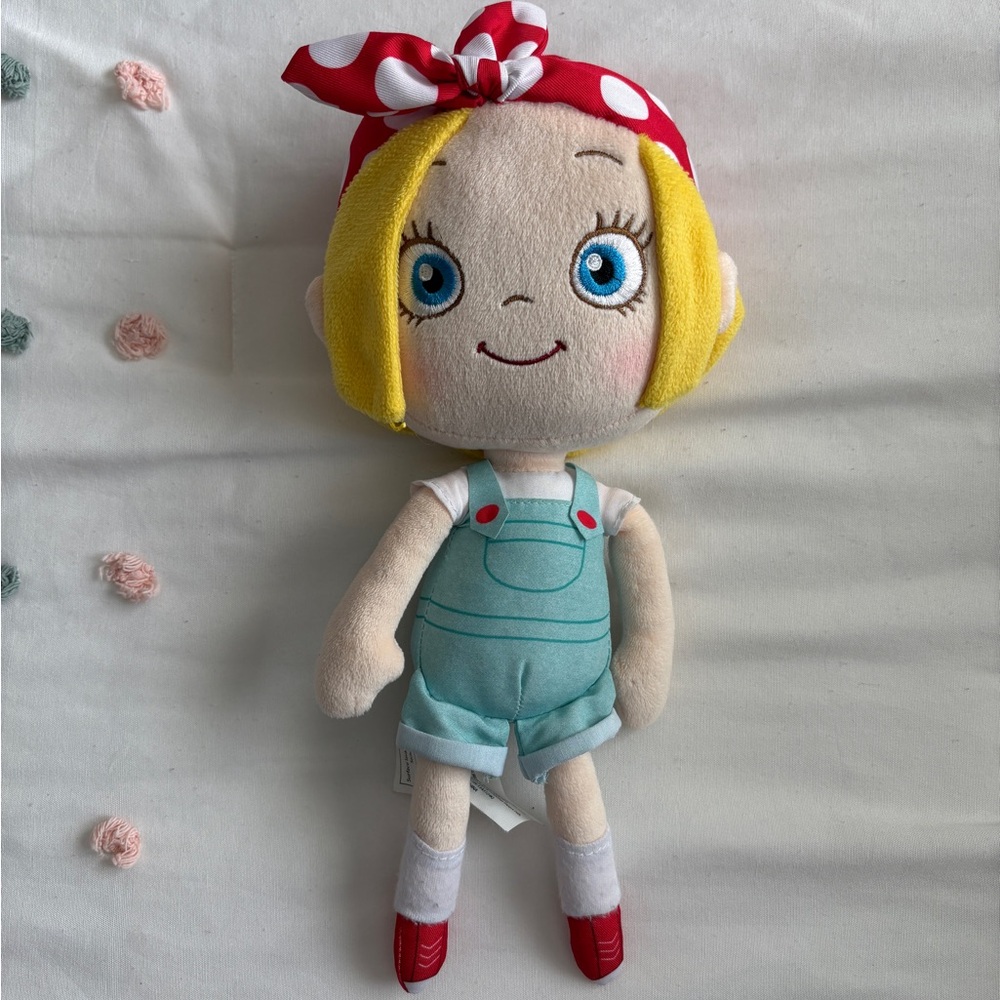Adorable Doll with Red Bandana and Blue Overalls - Ada twist